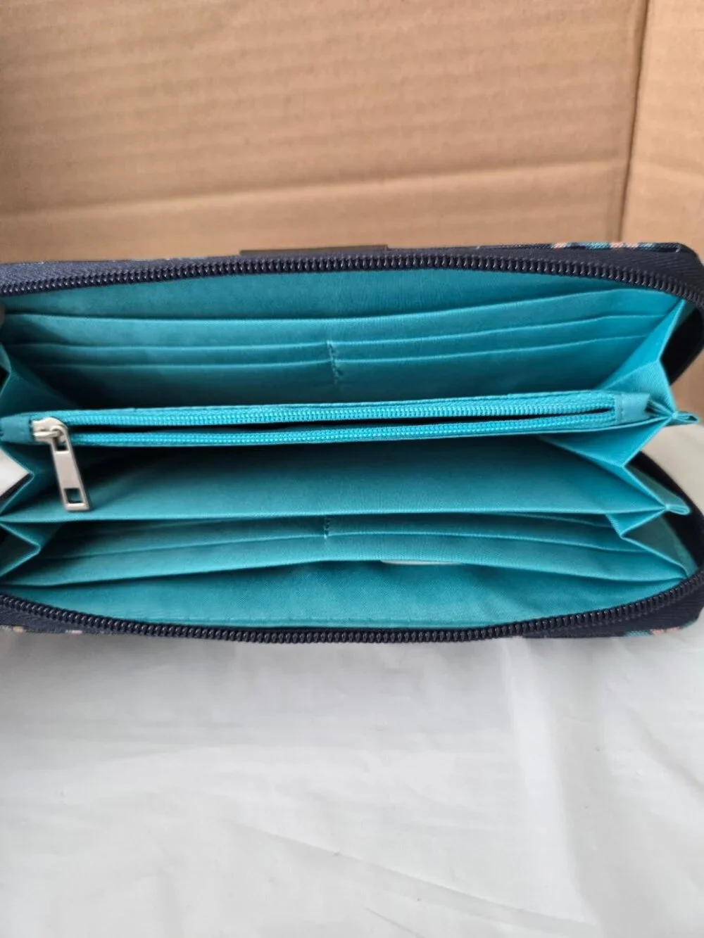 Travelon Navy Floral Zip Around Wallet Organizer